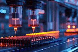stylized image of vial filling machine in aseptic pharmaceutical Manufactuing